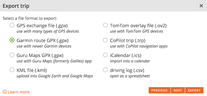 Export Trip File Format