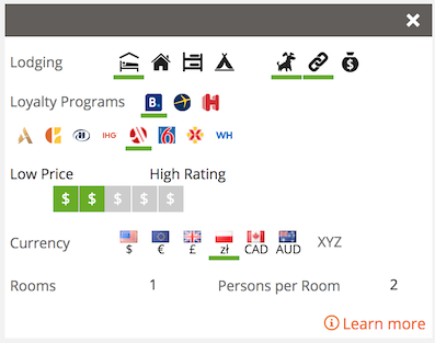 Lodging preferences